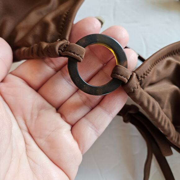 J Crew O-Ring String Bikini Top Brown Plus 3x Beach Pool Vacation Swim - Picture 3 of 8